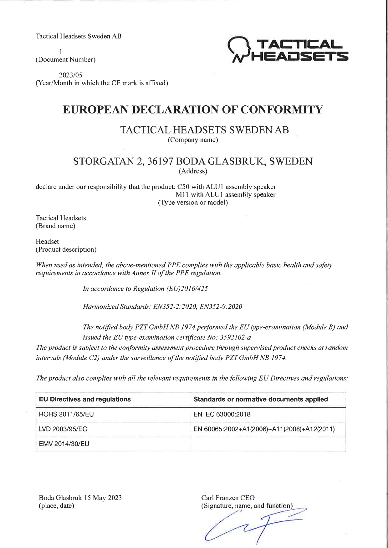 Declaaration of conformity C50 M11 signed